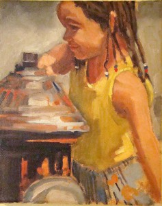 An oil figure painting by guest fine artist demonstrator Joan Stevens